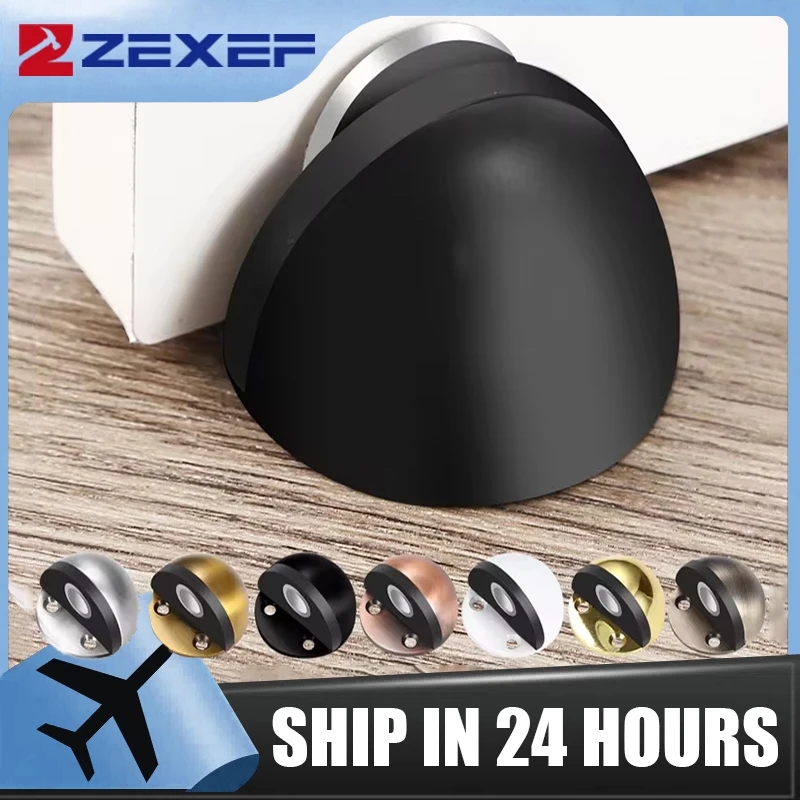 ZEXEF Stainless Steel Magnetic Door Stopper Punch-free Door Touch Magnetic Suction Rubber Semi-circle Anti-collision Door Stop