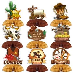 9Pcs Wild Western Cowboy Theme Boots Desktop Honeycomb Ornament for Boy Birthday Wedding Bachelorette Party Decoration