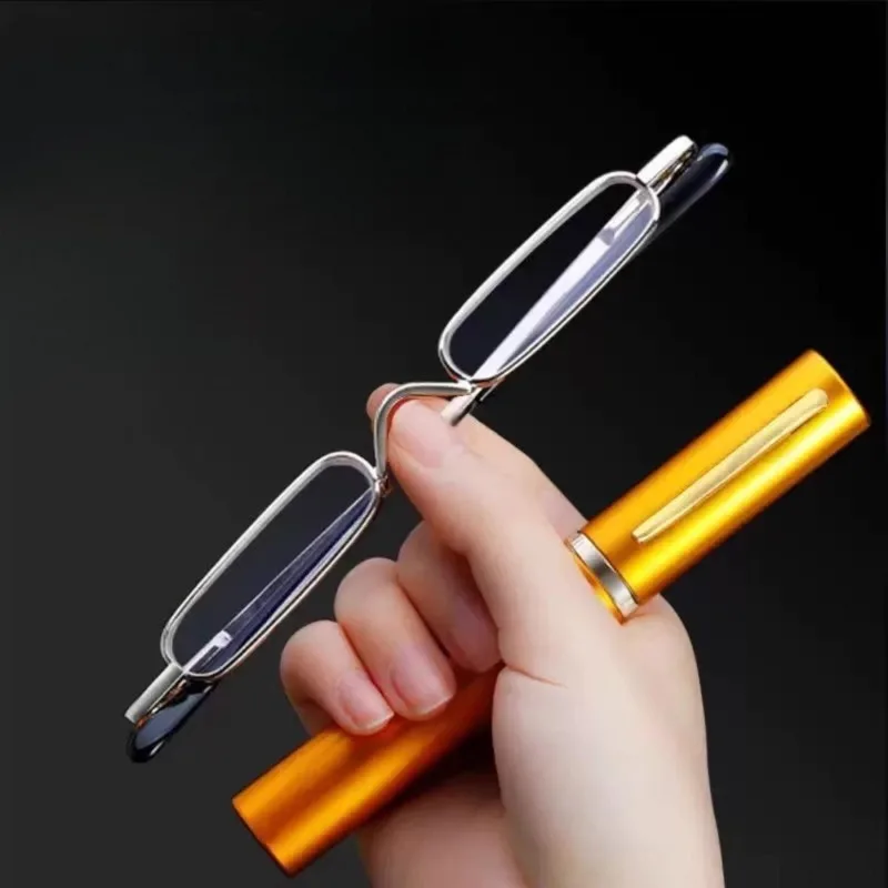 نظارات قراءة لكبار السن مع صندوق نظارات مجاني مضاد للتعب إطار معدني نظارات ريترو بسيطة متوفرة في +100 ~ +400 #5