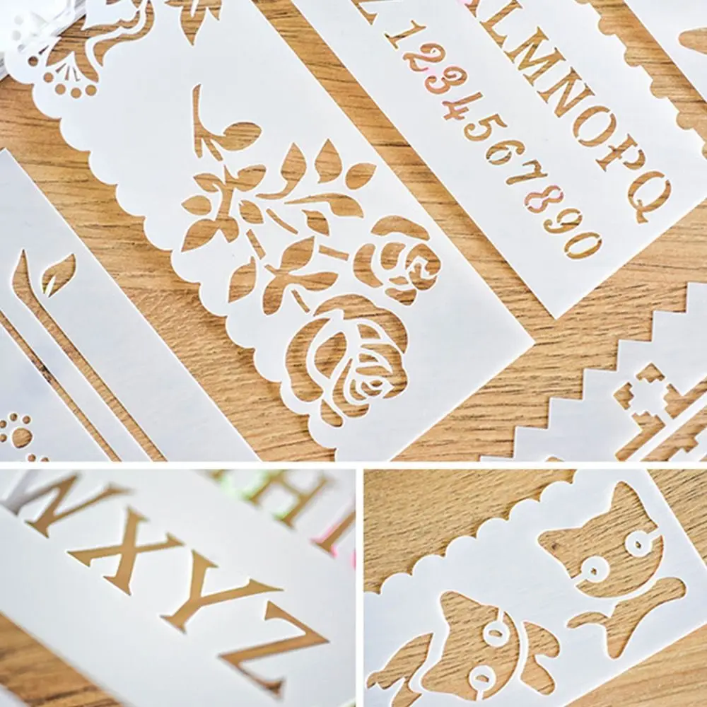 Album fotografico scavato Copia dipinta a mano Stencil Modelli di disegno per scrapbooking Stencil da disegno Stencil per lettere Modello fai da te