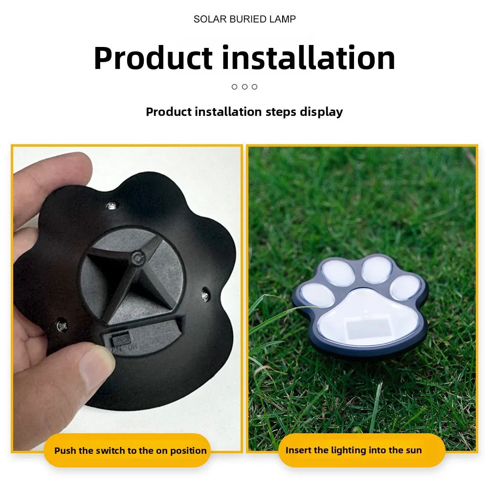 Luce solare da prato LED simulazione impronta zampa di cane spina da pavimento luce esterna antipioggia cortile giardino luce decorativa interrata