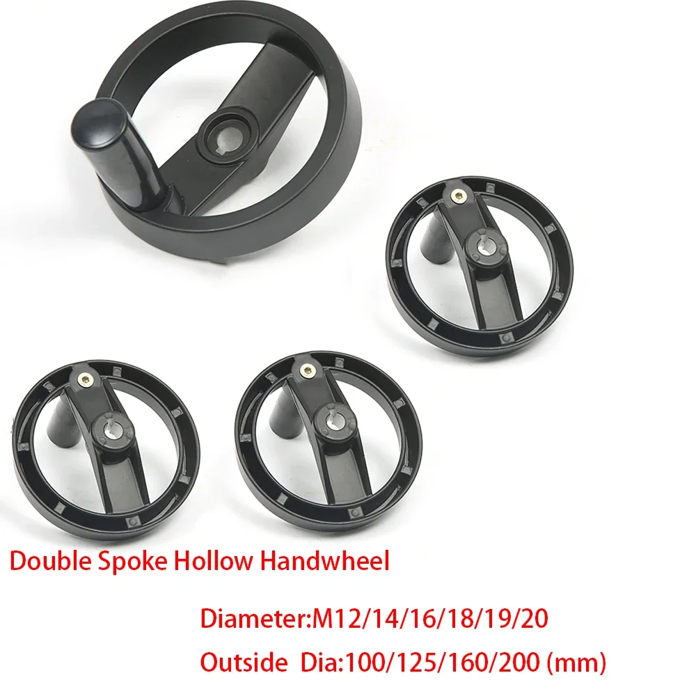 M12/14/16/18/19/20 Black  Aluminium Alloy Handwheel With Foldable Handle  Hollow Spoked Handwheel Wheel For Milling Machine CNC