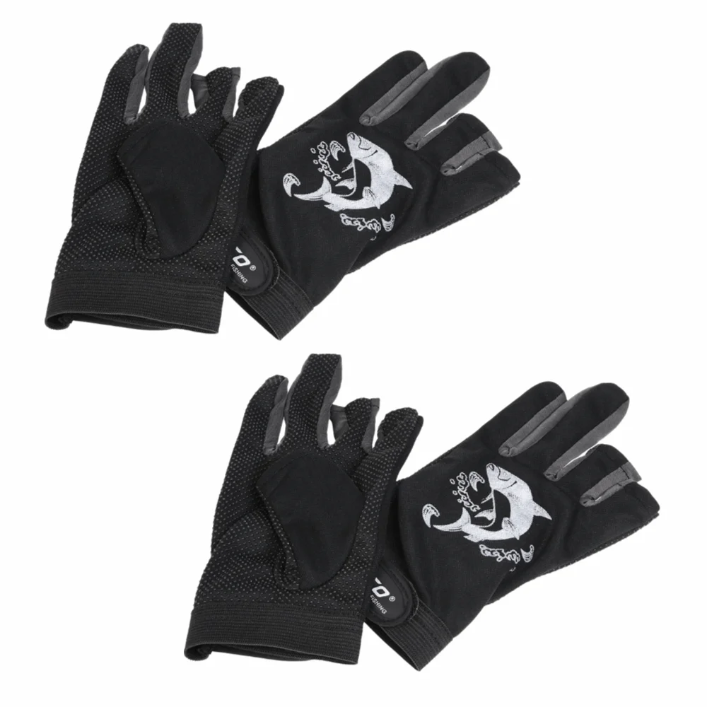 2 Pairs Durable Fingerless Fishing Gloves Anti-Slip Breathable Kayak Glove Lightweight 3 Colors Outdoor Sports Gloves Cycle