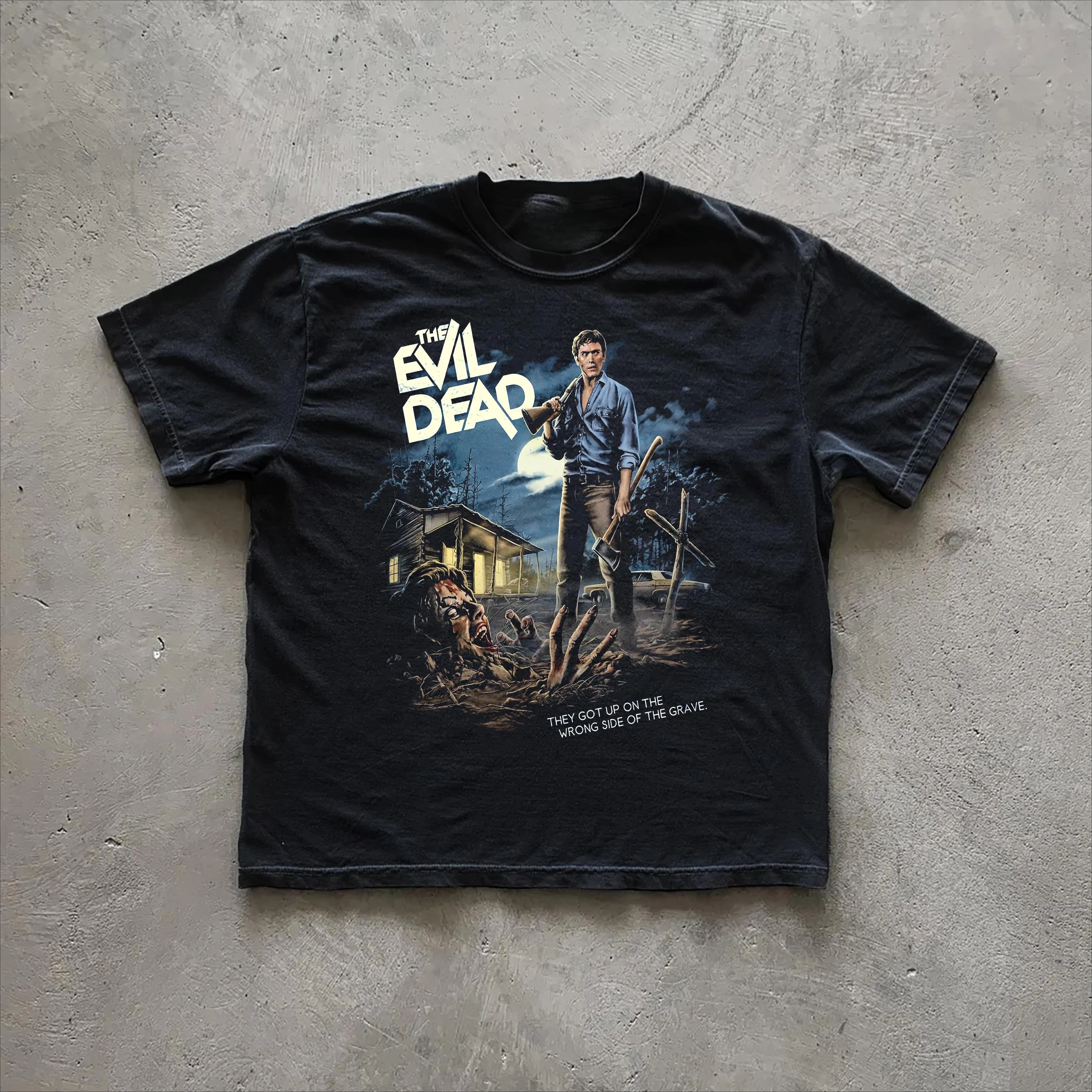 The Evil Dead Vintage Tee Ash Williams Retro Horror Shirt Clothing Graphic Short Sleeve Shirt Men Women All-Season