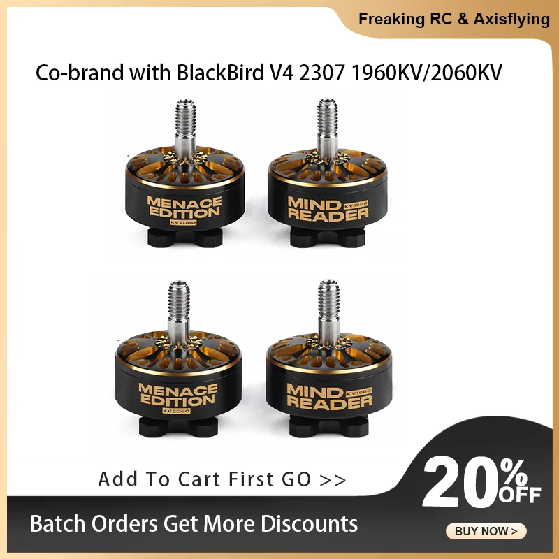

Axisflying Co-brand with BlackBird V4 2307 1960KV 2060KV 5inch brushless top quality fpv freestyle Sbang motor