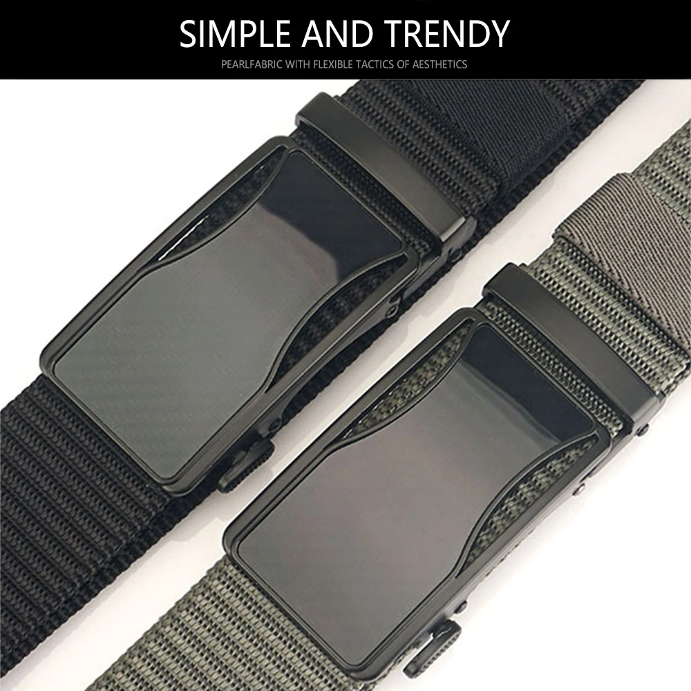 TUSHI Luxury Metal Automatic Buckle Canvas Belts For Men Tough Nylon Webbing Waistband Outdoor Jeans Pants Tactical Belt Hiking