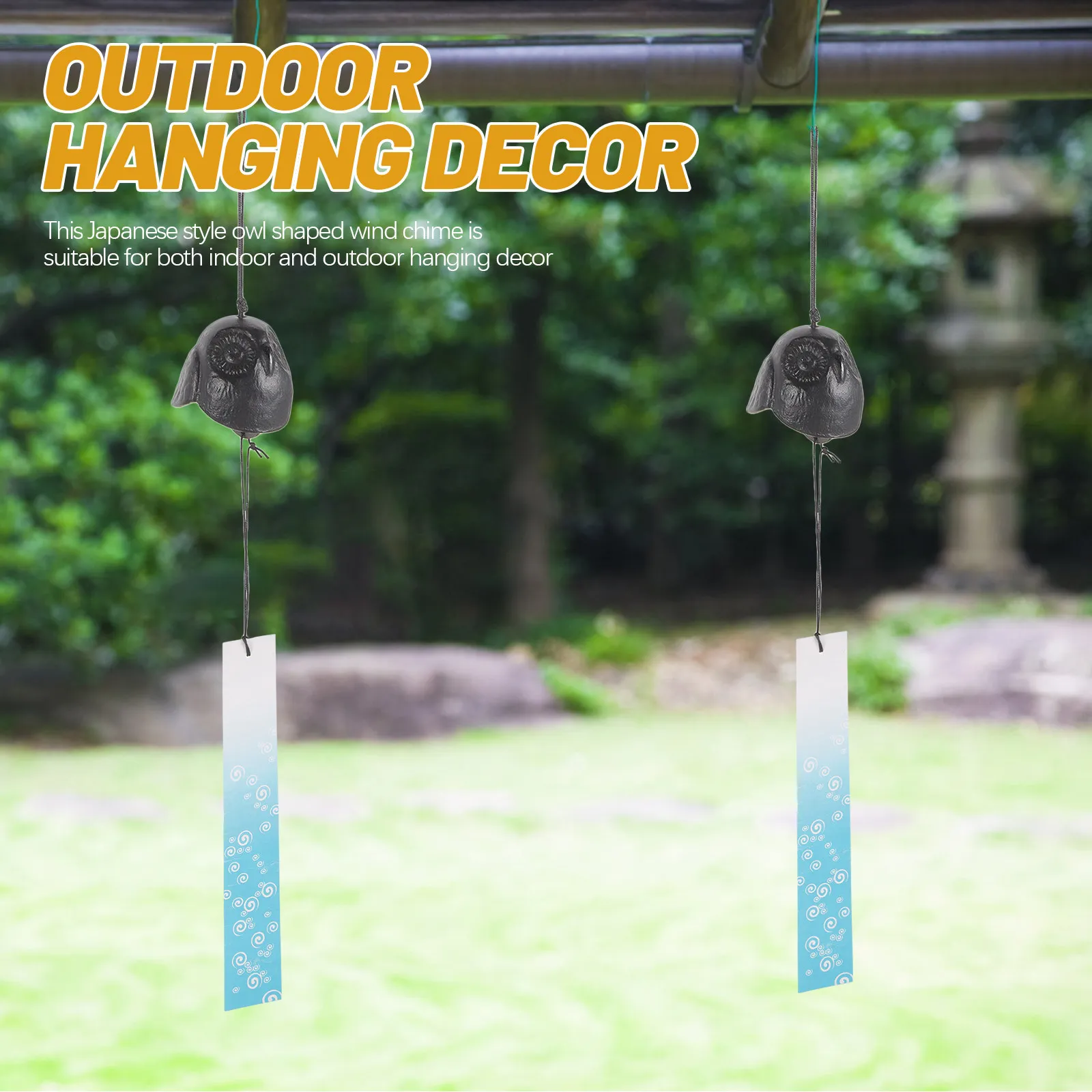 Owl Metal Wind Chime Japanese Style Hanging Bell for Balcony Garden Yard Window Vintage Home Decor