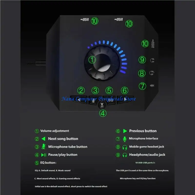 F68C Gaming Focused USB Sound Converters For PC And Laptop External Sound Card Plugs And Play With Immersive Sound Quality