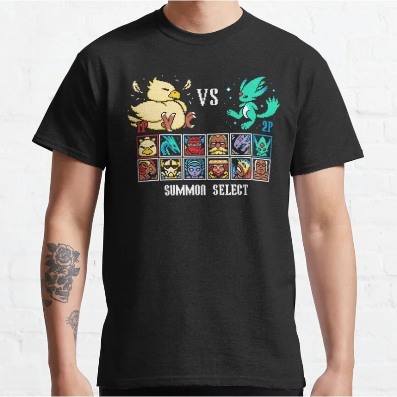 

SUMMON FIGHTER Final Fantasy Gift t shirt for RPG gamer 100% cotton tee Men's Short Sleeve Graphic Clothes All size tops