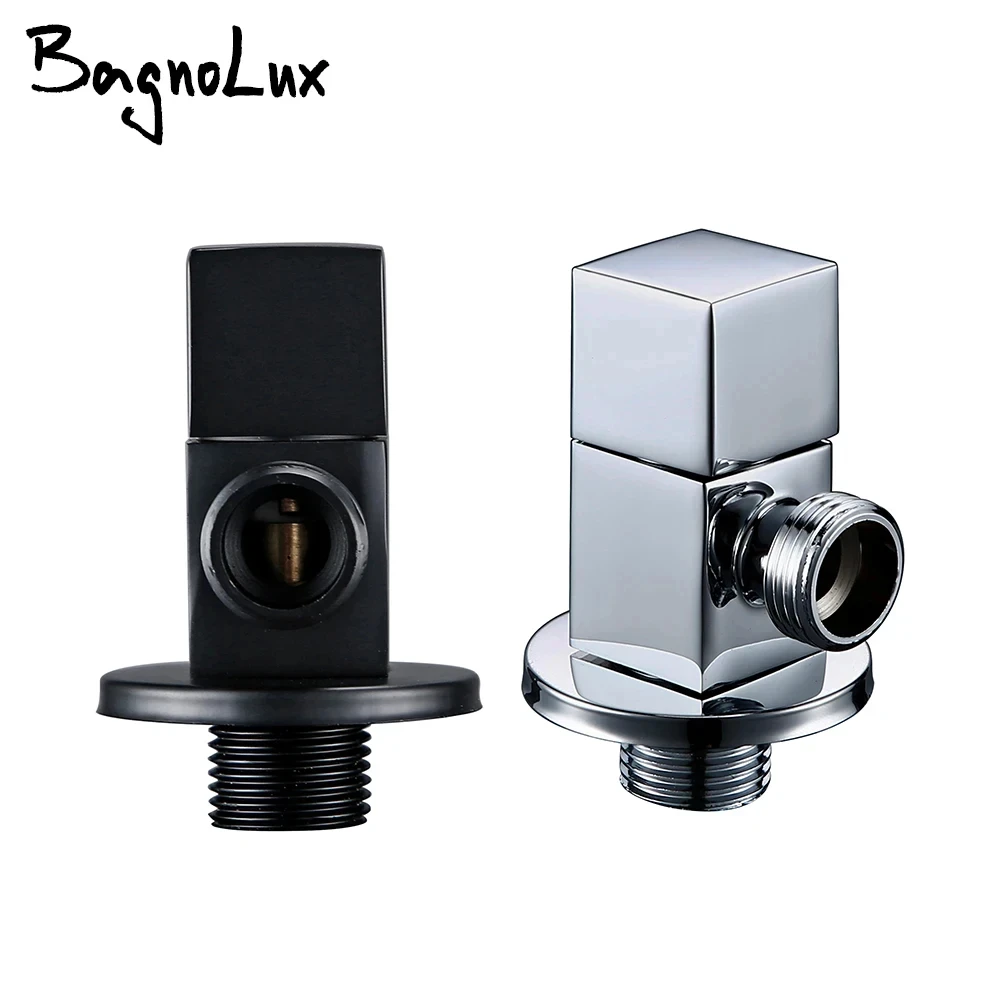 Brass Titanium g1/2 toilet flush Solid Brass Quarter Turn Polished Chrome angle valve black Bathroom accessories