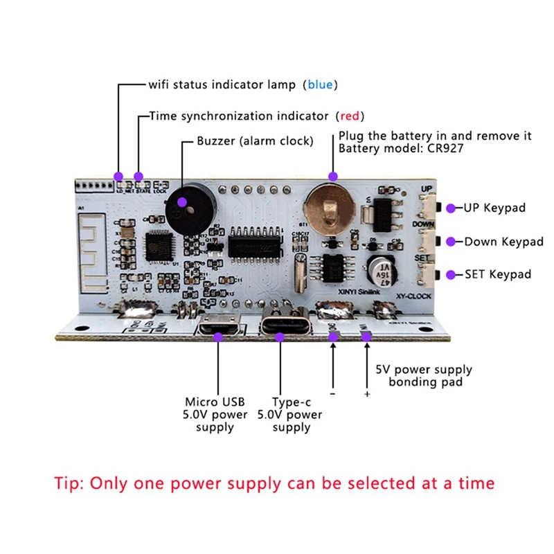 3X Wifi czas usługi moduł zegarowy automatyczny zegarek DIY cyfrowy zegar elektroniczny sieci bezprzewodowej czas usługi biały