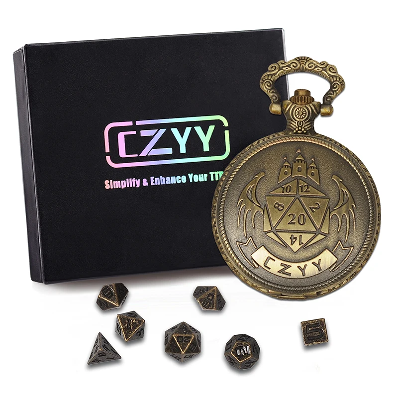 DND 6mm Micro Polyhedral Dice Set with Pocket Watch Shell Case Perfect for Dungeons and Dragons, Tabletop RPG