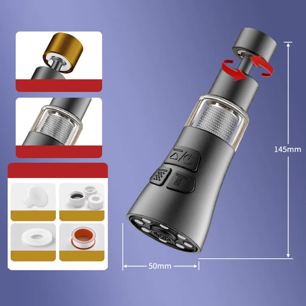 Multifunctional Tap Head Accessory 15*6.3*6.3cm Water Saving Tap Head User-friendly Installation Water Efficiency