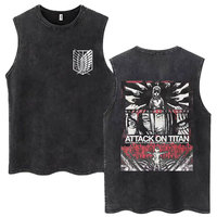 Anime Attack on Titan Attack on Titan Eren Jaeger Washed Vintage Tank Tops Men Women Manga Casual Oversized Sleeveless T Shirt
