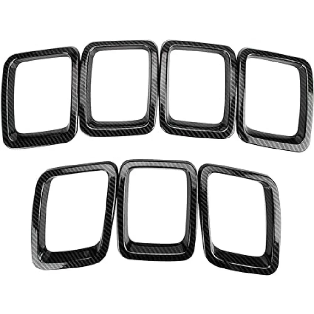 7PCS Car Front Grille Cover Grill Inserts Frame Trims Kit Fit Suitable For Jeep Compass 2017 2018 2019 2020