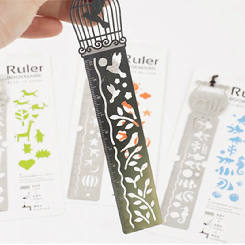 1Pcs Korean Metal Bookmark with Scale Student Multi-function Drawing Creative Mini Painting Ruler Drawing Board School Supplies