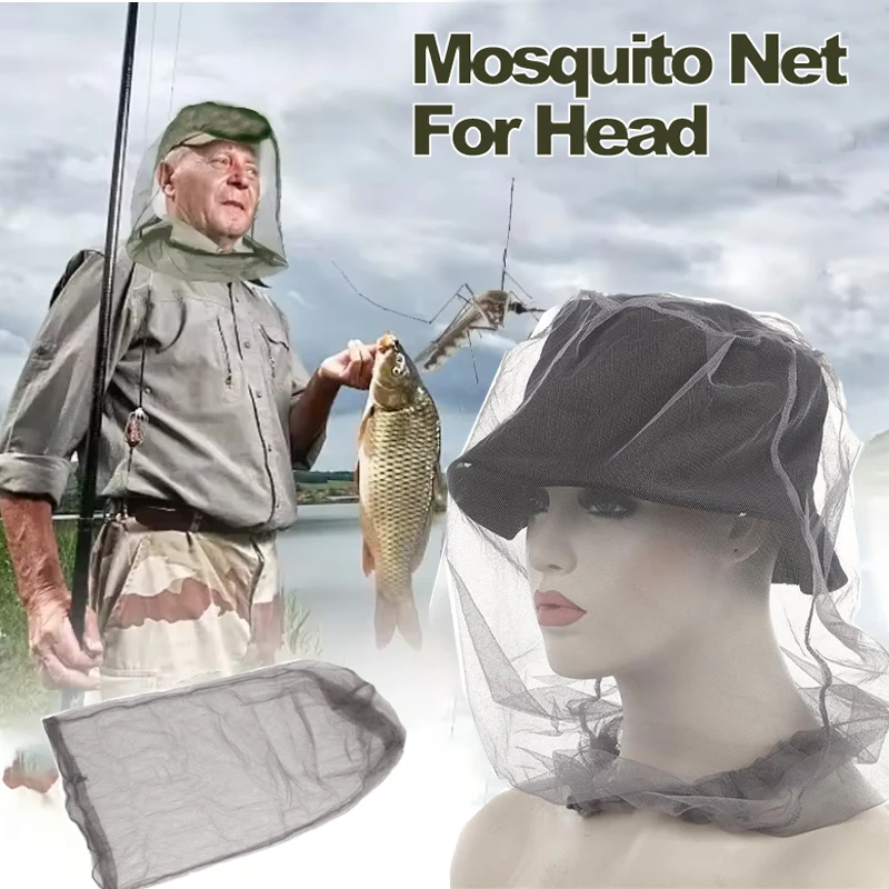 Outdoor Mosquito Head Mesh Nets Gardening Insect-Proof Hat For Hiking Camping Fishing Face Head Protector Mesh With Storage Bag