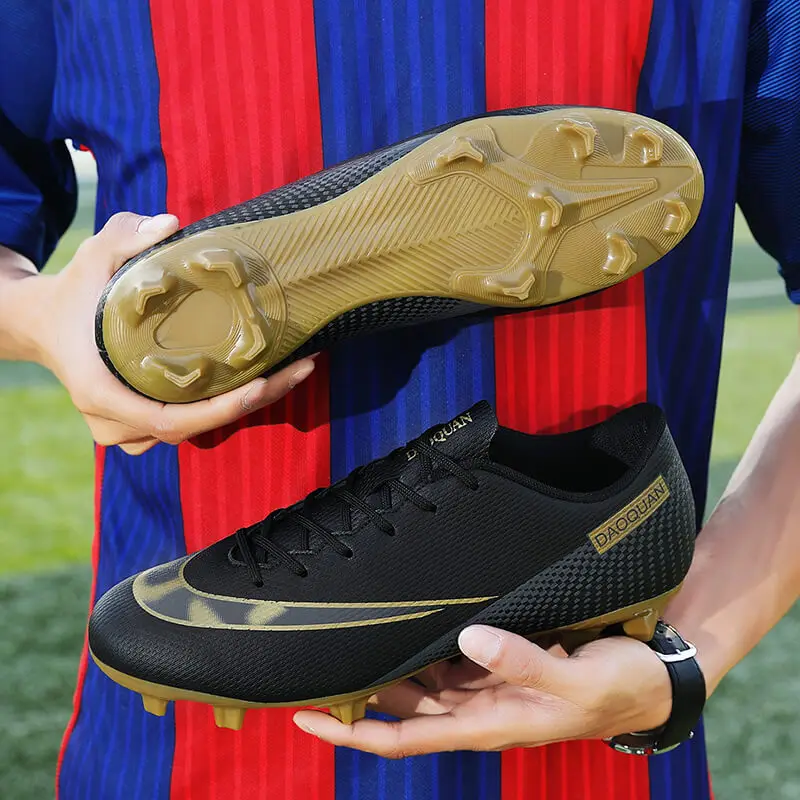 Men & Women FG Stud Leather Football Shoes, Anti-slip, for adult & student training, artificial and natural grass pitches