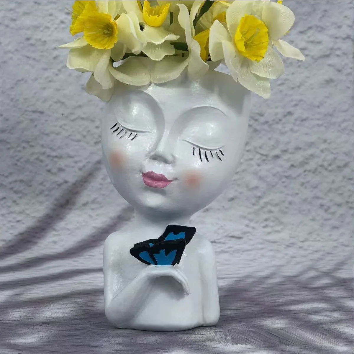 ‌American Abstract Style Resin Planter- Cute Girl Figure Multi-purpose Flower Pot/Pencil