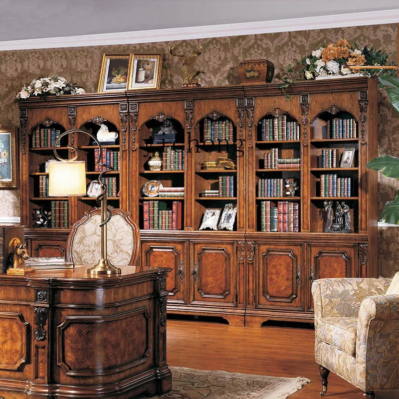 v9.9- retro solid wood bookcase American country free combination bookcase bookshelf floor shelf study bookcase wall