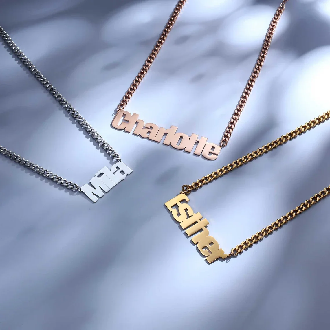 

Free Box Custom Stainless Steel Bold Name Necklace Women Men Best Gifts Personalized Nameplate Choker Necklace Fashion Jewelry
