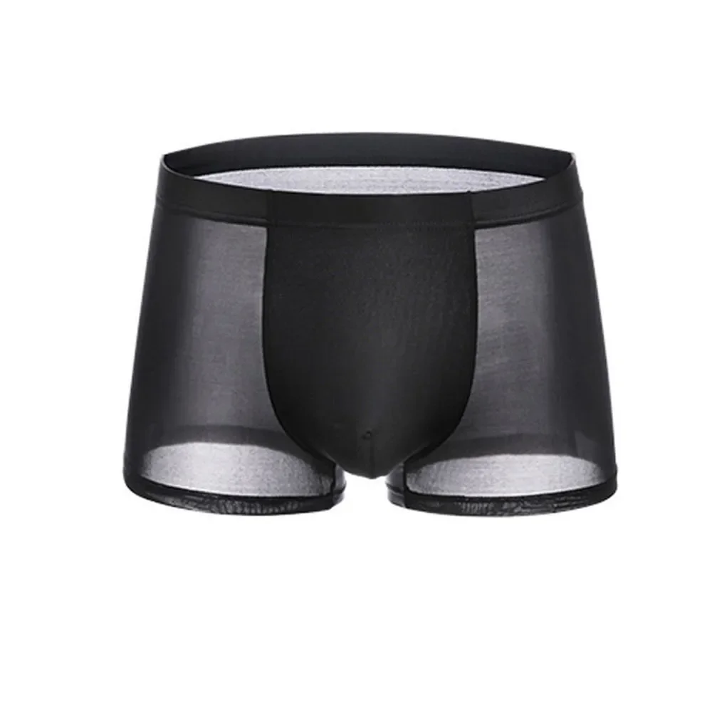 Sexy Men's Ice Silk Underwear Ultra Thin Solid Boxer Briefs Male Transparent Seamless Boxer Trunks Underpants Erotic Lingerie