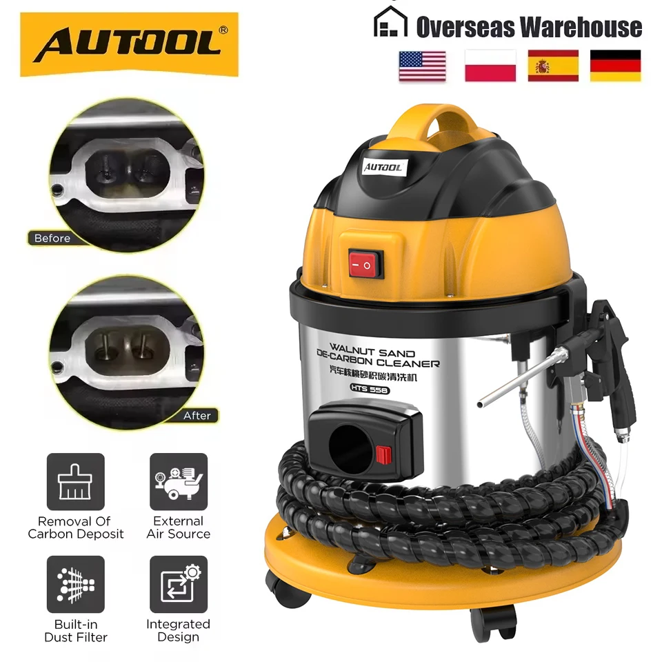 

AUTOOL HTS558 220V /110V Automotive Walnut Blaster Car Engine Carbon Deposition Cleaner De-Carbon Machine Intake Valve Cleaner