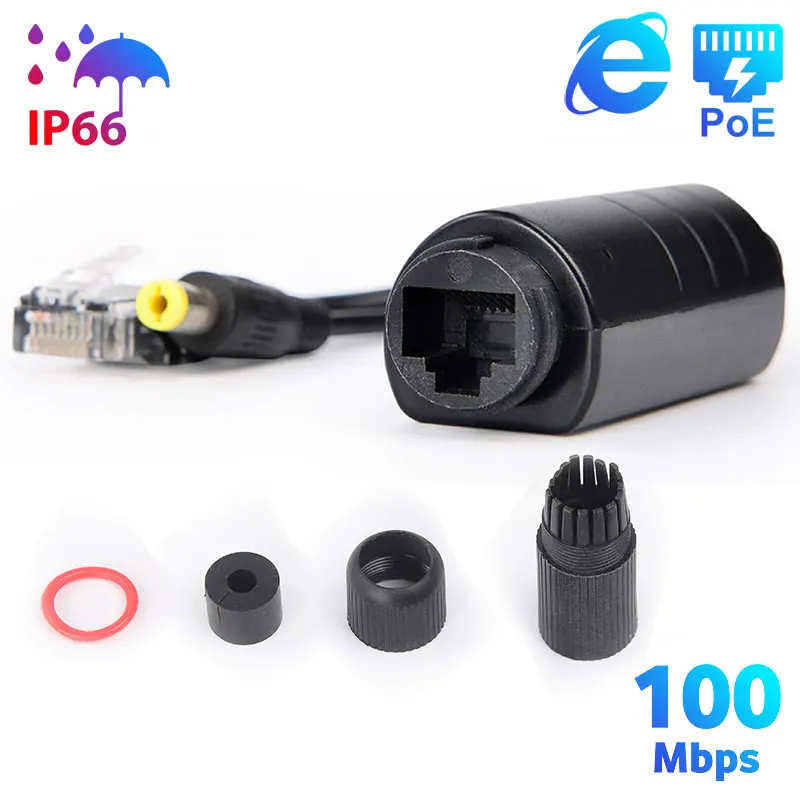 

48V To DC 12V Waterproot PoE Splitter IEEE 802.3af 100Mbps Power over Ethernet For IP Cameras NVR System Wifi Connection AP