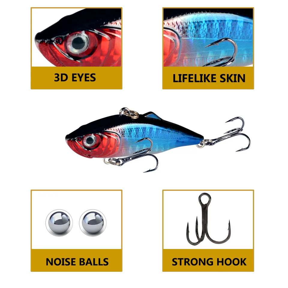 1pcs VIB Vibration Fishing Lure 6cm 11g Long Casting Rattlin Iscas Artificial Wobbler Plastic Hard Bait All Swimming Carp Tackle