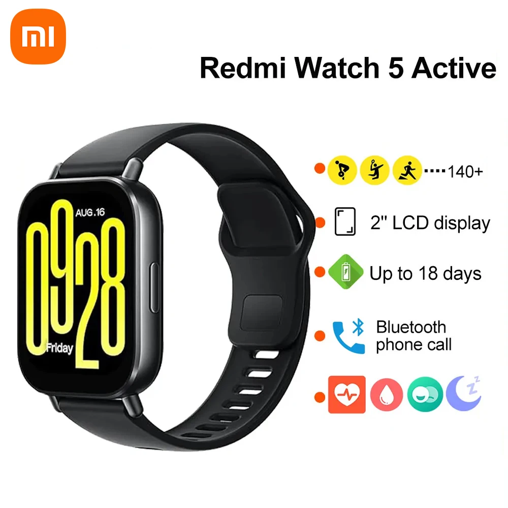 

Xiaomi Redmi Watch 5 Active Smart Watch Bluetooth Call 2" LCD Display All Day Heart Rate Blood Oxygen Monitoring Smartwatch NEW