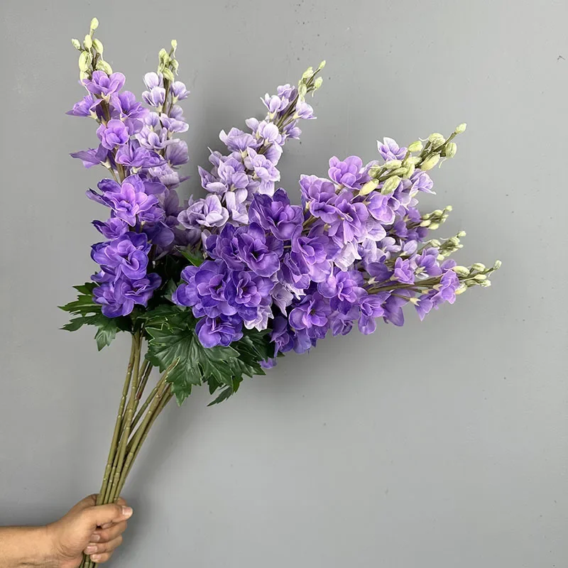 4Pc/lot 3D Hand-feel Delphinium Latex Artificial Flowers Wedding Flower Arrangement Violet Home Decoration Hyacinth Party Floral