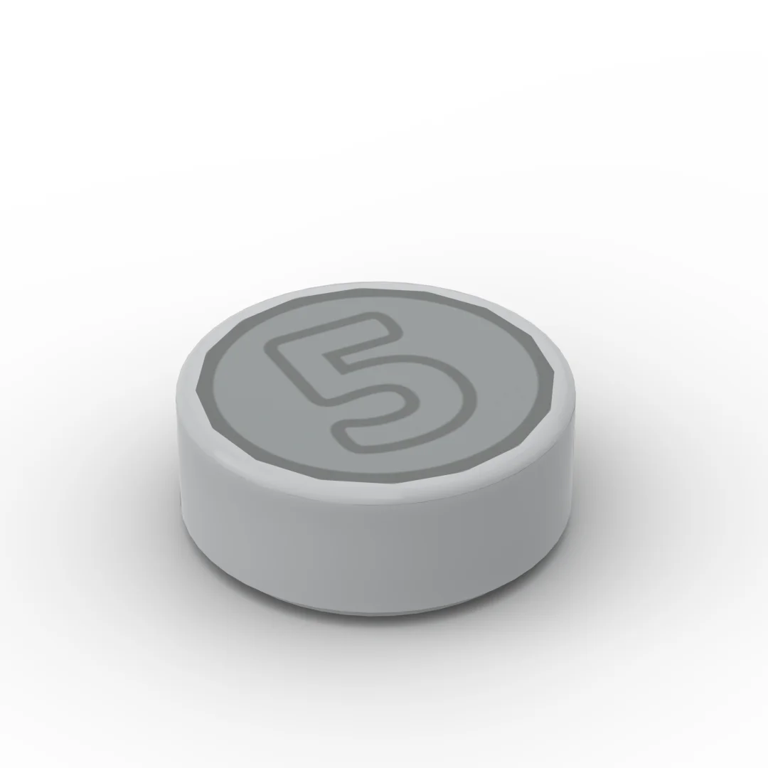 Small particle building block MOC 98138pr0185 pb174 73794 printing 5 yuan coin light gray accessories