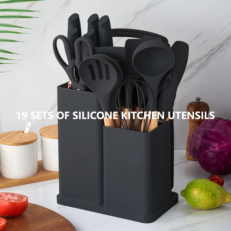 

19pcs Silicone Cooking Utensils Set Spatula,Spoon,Brush,Knives Kitchen Utensils Gadgets Tools Set