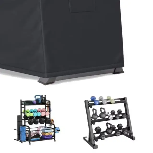 ダンベルラックダストカバー-ブラック-サイズ-102x63-5x89cm-210d-オックスフォード布製、安定したフィット感のための調節可能な底付き