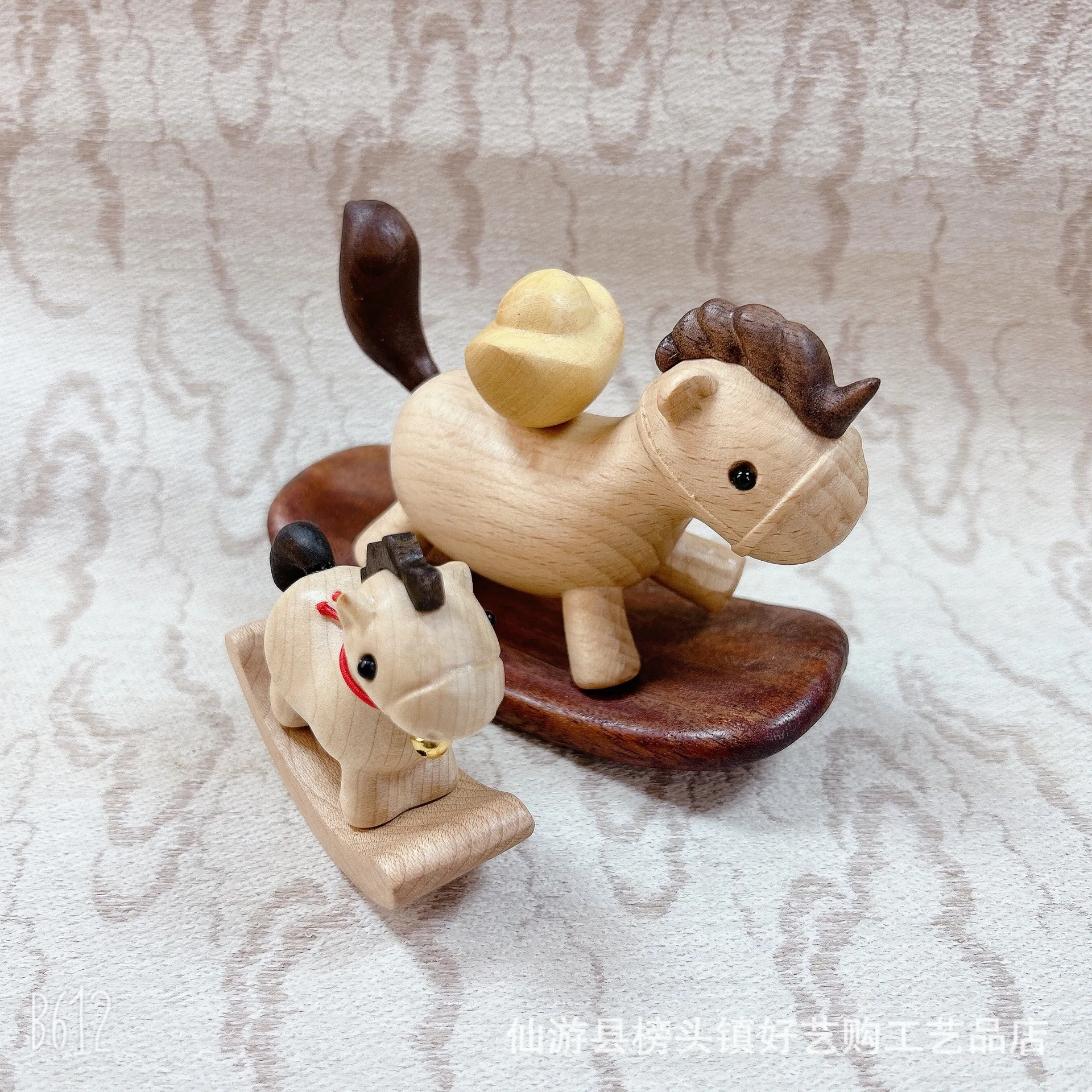 Solid Wood Bring Fortune Horse Figurine Horse Year Success Ornament Mahjong Decor Home Living Room Desktop Craft CollectibleGift