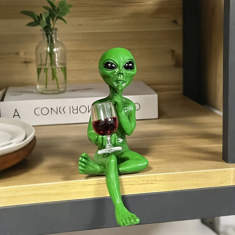 1 Stück Alien-Rotwein-Statue – Ein dekoratives Meisterwerk mit Weltraum-Thema, geeignet für Schreibtische/Bücherregale/Weinschränke, ein Muss für Science-Fiction-Fans. | Alien-Skulptur | Wissenschaftsfiktion-Th – Detail 4