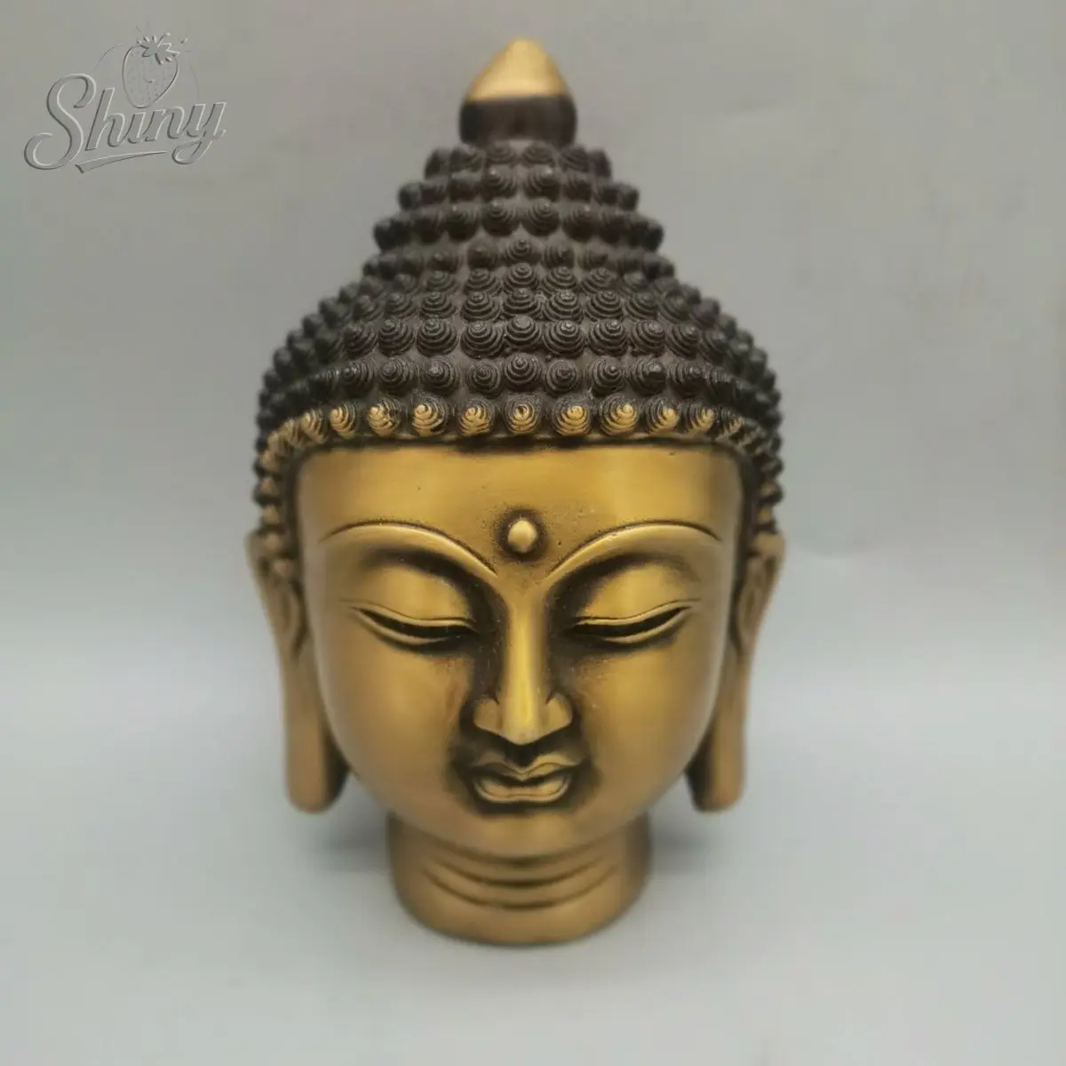 

Ronze Buddha Head Statue Chinese Antique Collections Fengshui Room Decoration Ornament Indoor/Outdoor Meditating Sculpture