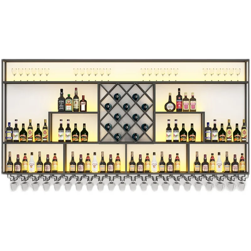 

Bar counter, red wine shelf, display shelf, wall-mounted restaurant, white wine M, cabinet against the wall, industrial