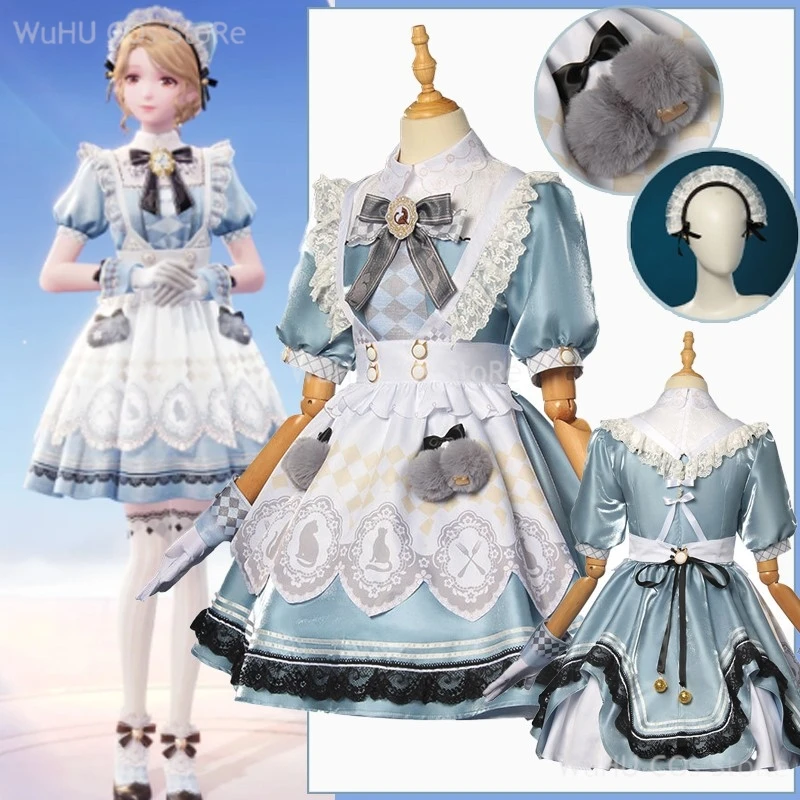 Nikki Cosplay Anime Infinity Nikki Sweet Tea Party Blue Lolita Dress Uniform Wig Set Halloween Party Outfit For Women SKIRTS