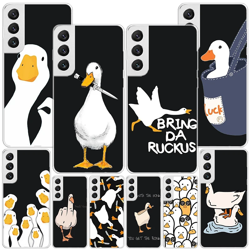 Cartoon Duck Goose Game Phnoe Case for Samsung Galaxy S23 S24 Ultra S22 Plus S21 S20 FE S10E S10 S9 S8 + Unique Cover Coque