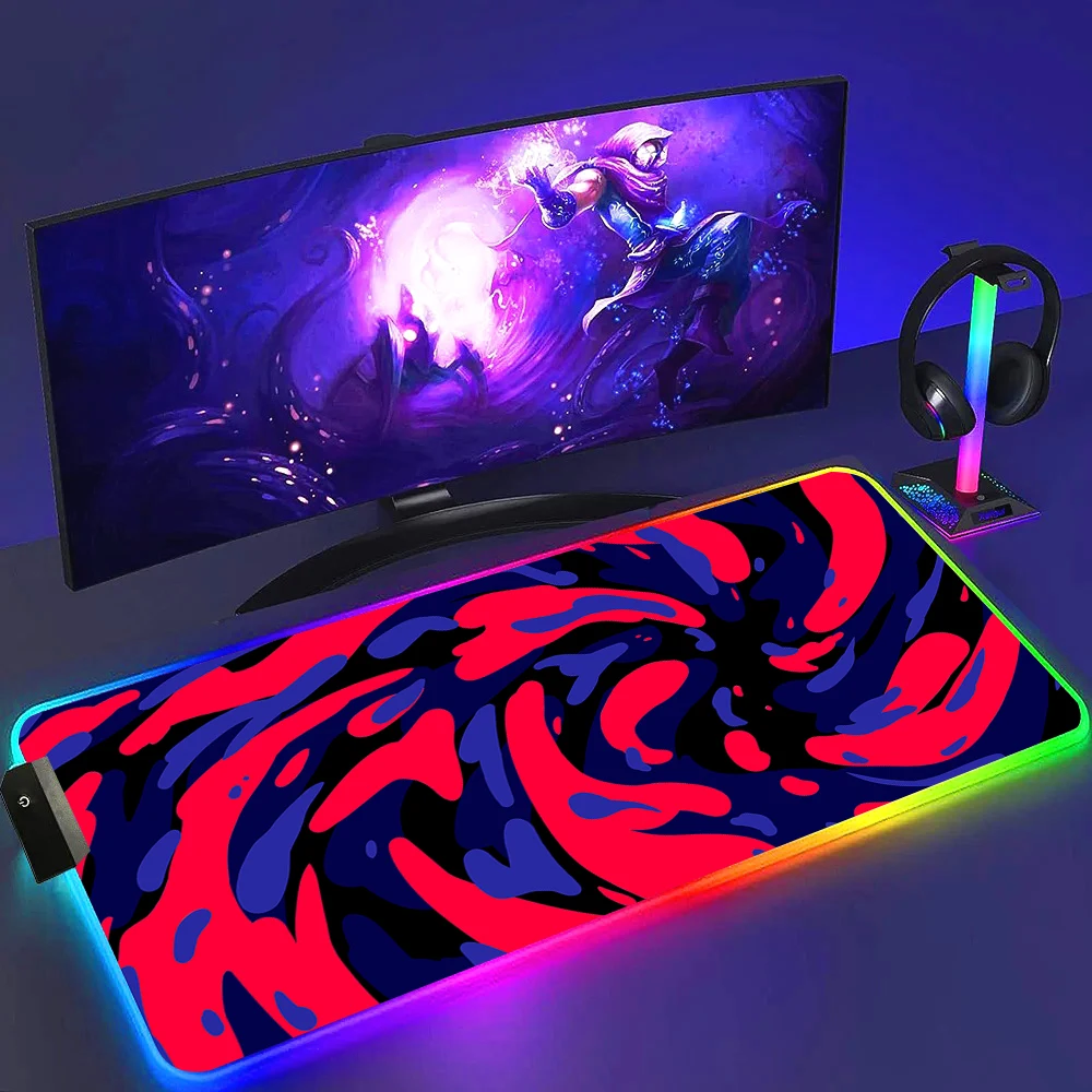 Large Pc Mousepad 900x400 Strata Liquid Desk Mouse Mats RGB Gaming Accessories Colorful Mousemat LED Backlight Rubber Mouse Pads