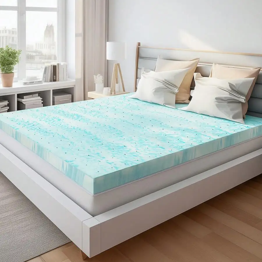 Memory Foam Mattress Topper 2 Inch Thick Gel Infused Cooling Toppers Bed Pad, CertiPUR US Certified, Ventilated And Breathable For Sleeper Sofa