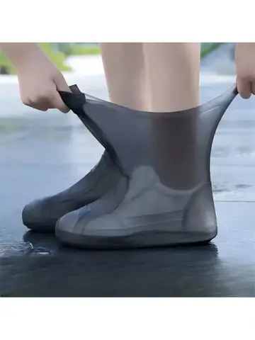 1 Pair Rubber Rain Boot Overshoes For Outdoor Use, Silicone Waterproof Shoe Covers, Rainy Day Shoe Cover, Reusable Non-Slip Rain