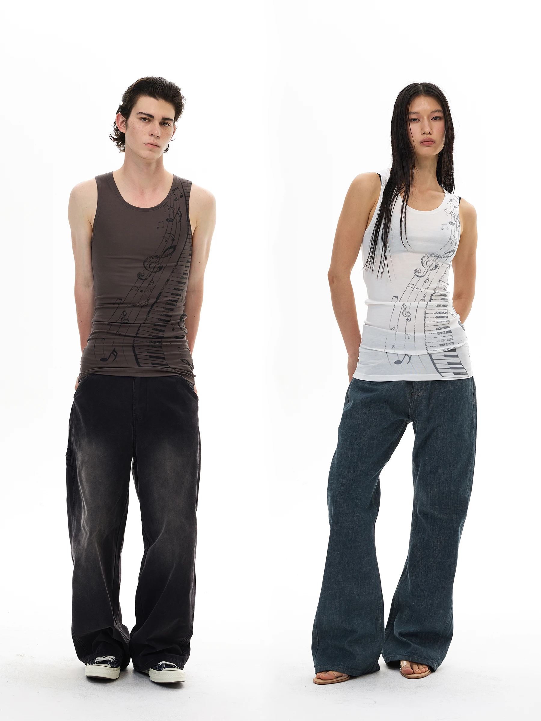 WLNEXT Summer American Hot Girl Slim Fit Design Note Print Vest Women's Trendy Brand Sleeveless T-Shirt Breathable Cotton rou...
