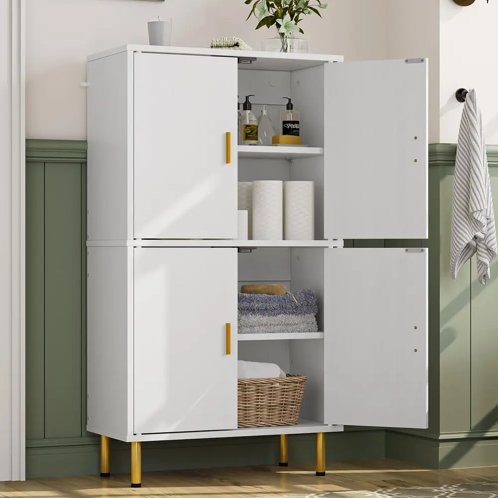 Muebles para Baño, Gabinete de Baño de 5 Niveles, Alacena con Estantes Ajustables y Patas Doradas, Mueble Organizador para el Salón