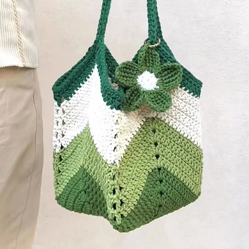 Borsa intrecciata a mano, zaino a spalla singola, borsa per la spesa da donna, borsa per il tempo libero da spiaggia