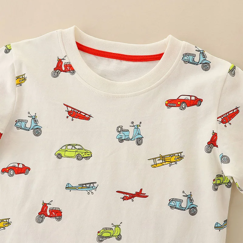 Little maven 2024 Korean Baby Boys Blouses T-shirt New Cartoon Vehicles Cotton Tops Chidlren Casual Kids Clothes Tops 2-7 Years