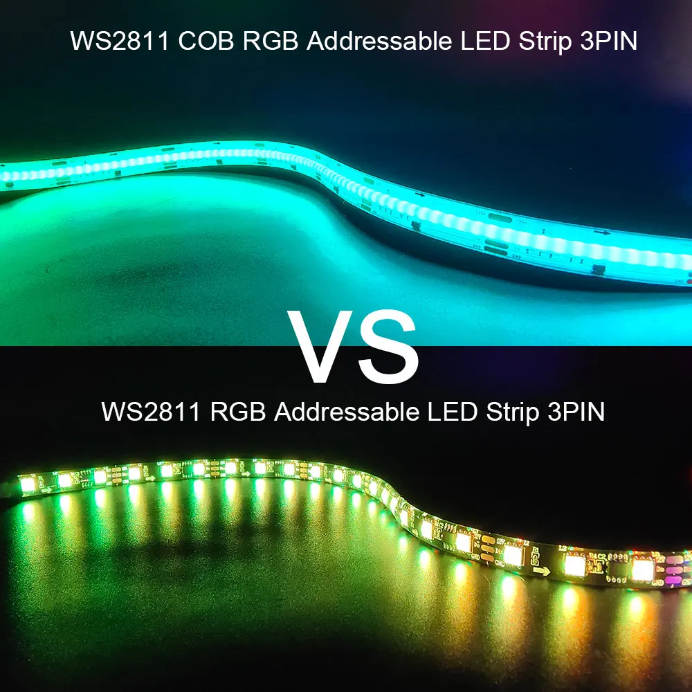 Bande d'éclairage LED adressable RVB, ruban FOB flexible, haute densité, 720LED, M replFull document, DC 12V, 24V, WS2811