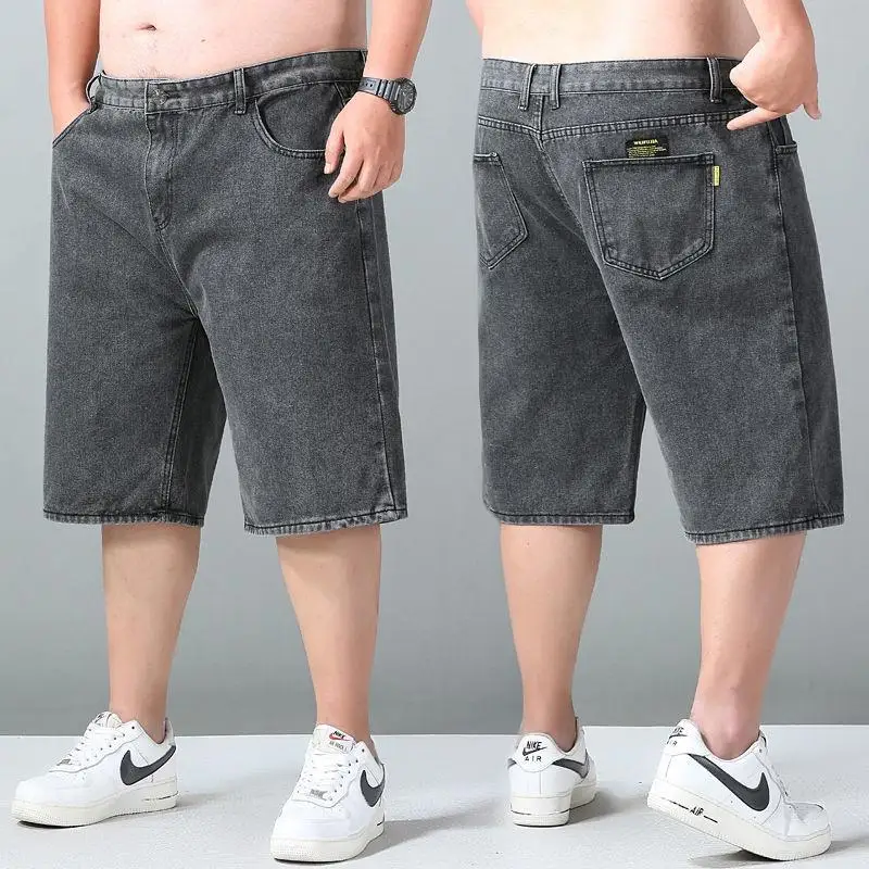 Men Plus Size Short Jeans Pants Denim Shorts Straight Cutting Pants Summer Short Pants