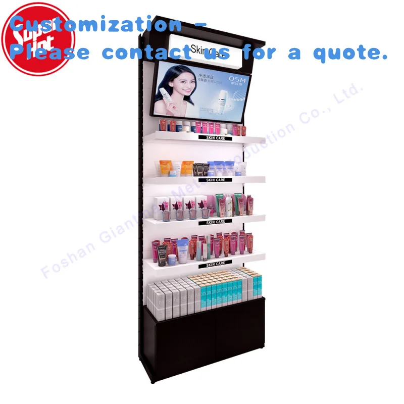 

custom.Fashionable Cosmetics Store Makeup Exhibition Rack with Light Eyelash showcase Cabinet Shelf Cosmetic Display Stand